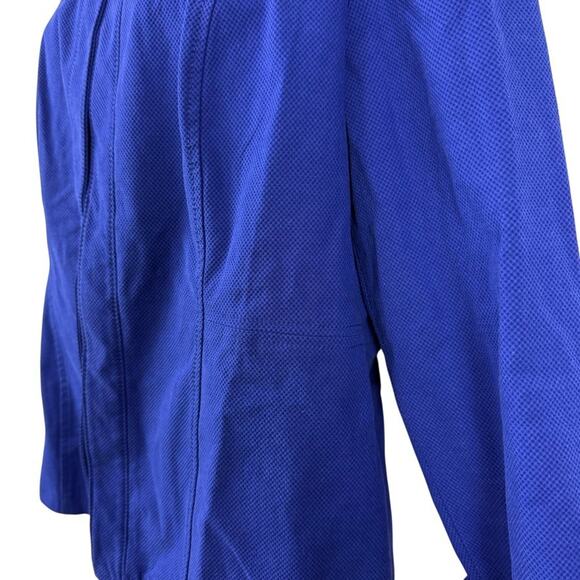 Chicos Alicia Textured Jacket Blazer Stretch Cotton Blend Blue Womens sz 2 / L - Picture 9 of 16